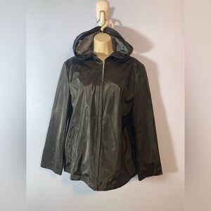Colebrook and co Women's Black Hooded zip rain Jacket medium